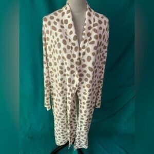 Ann Taylor White and Brown Animal Print Lounge Duster
